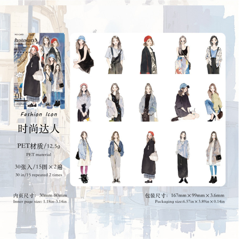 White ink girls sticker pack 6 types 30 pcs image 7