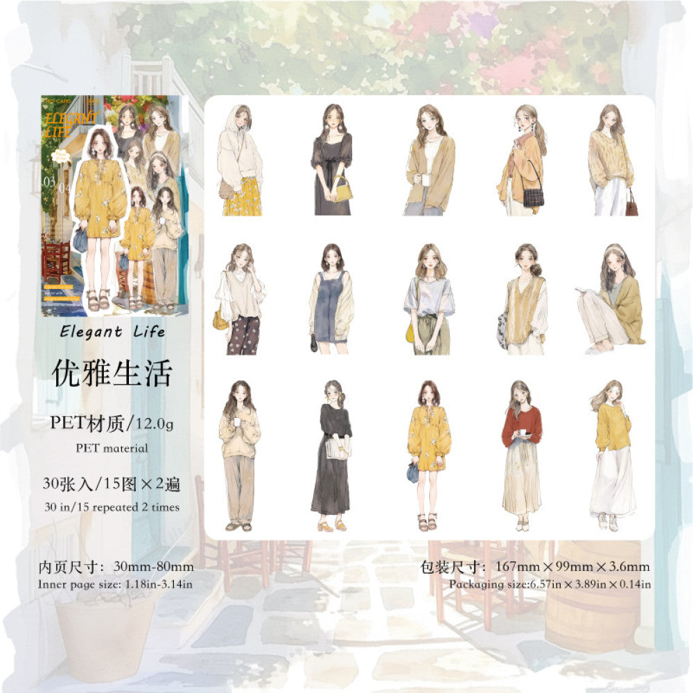 White ink girls sticker pack 6 types 30 pcs image 8