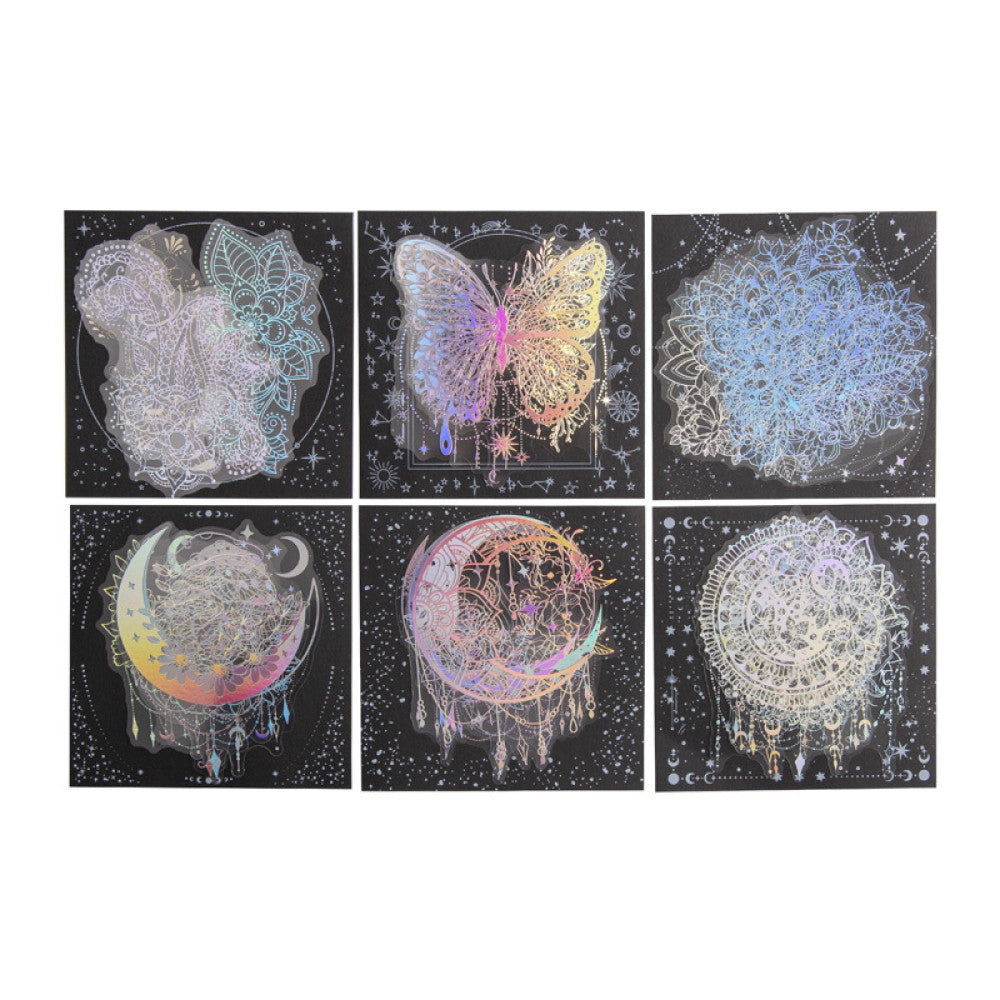 Sparkling Galaxy Series Laser Silver Large Size PET Stickers 6 Types 5 pcs image 4