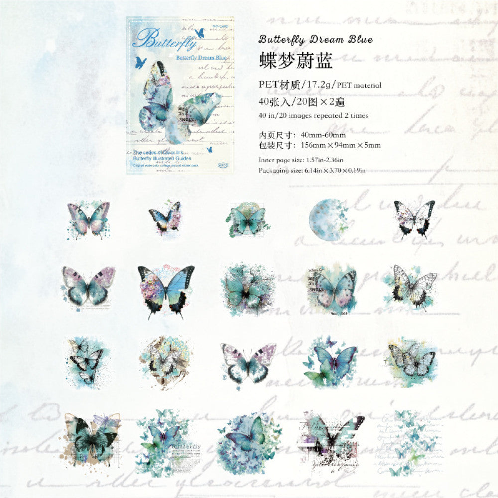 Ink Butterfly Illustration Series PET Sticker Pack 40 pcs image 12