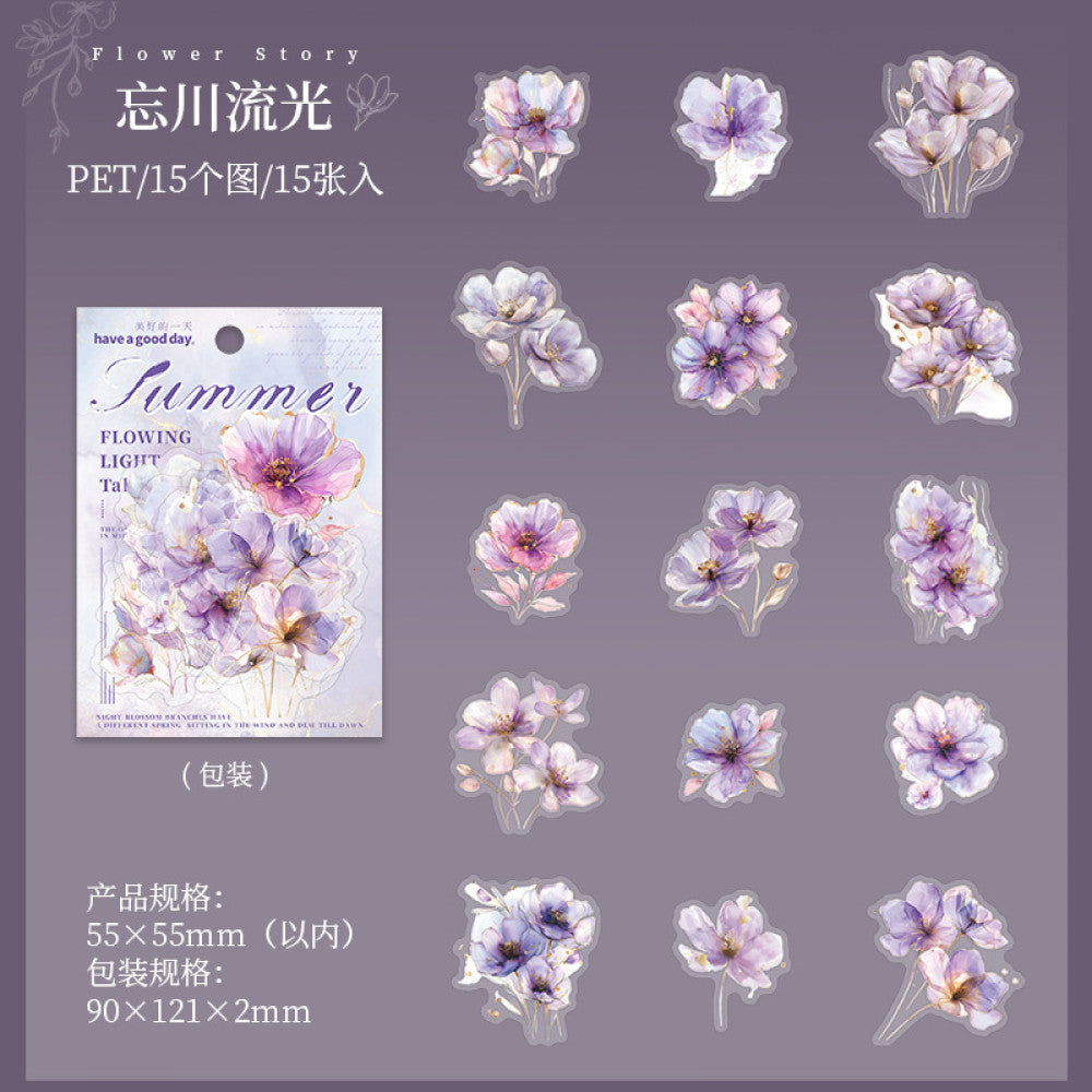 Flower Story Series Beautiful Day PET Stickers 15 Sheets 6 Types image 7