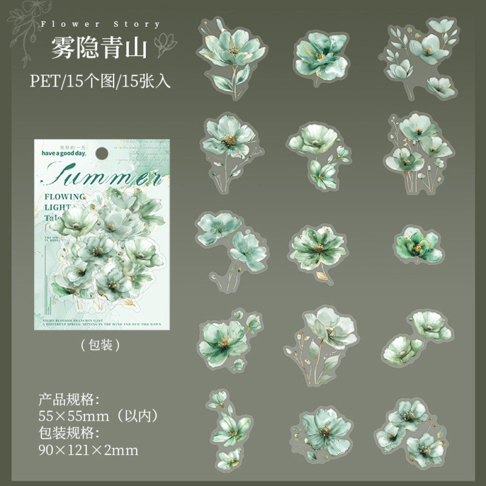 Flower Story Series Beautiful Day PET Stickers 15 Sheets 6 Types image 8