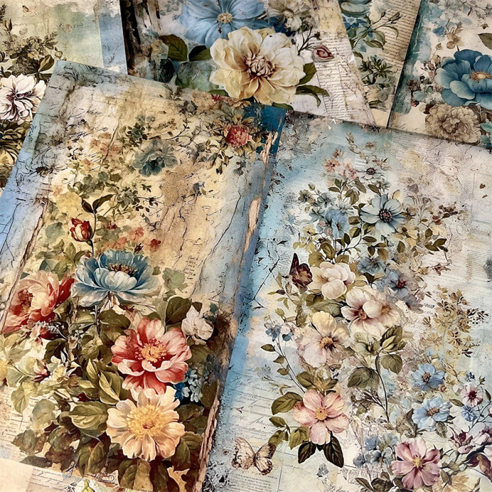 Vintage American countryside rose floral background paper 10 Sheets image 2
