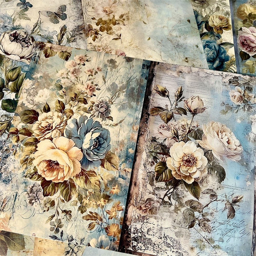Vintage American countryside rose floral background paper 10 Sheets image 3