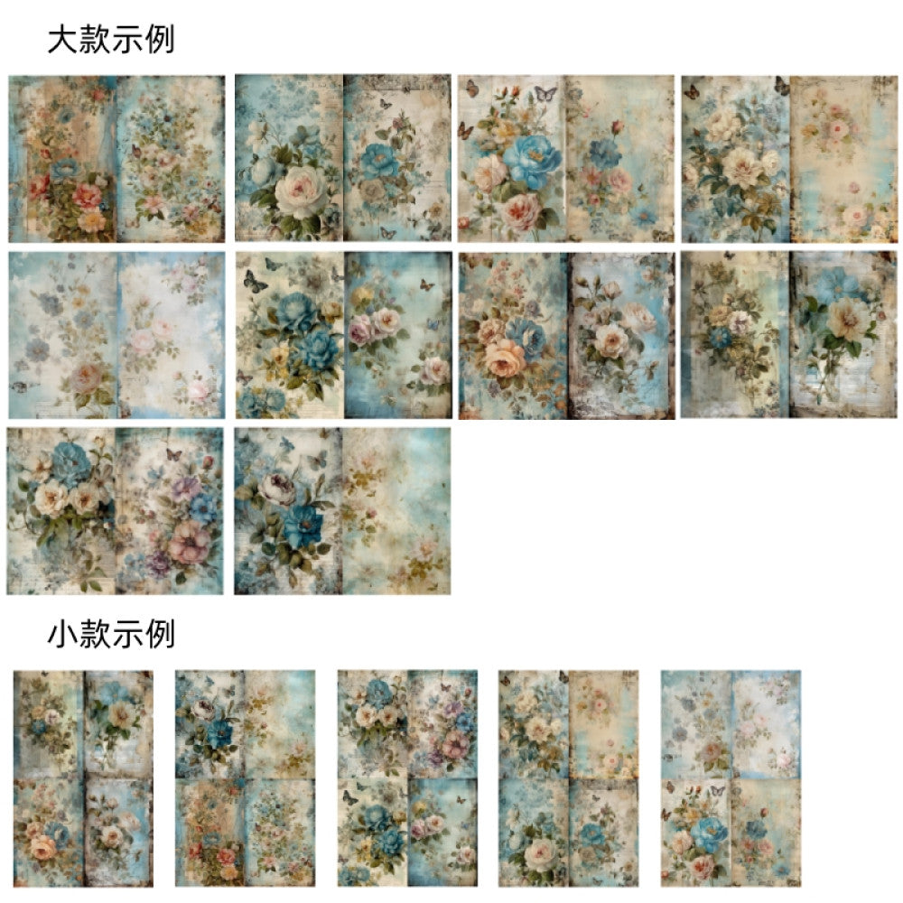 Vintage American countryside rose floral background paper 10 Sheets image 4