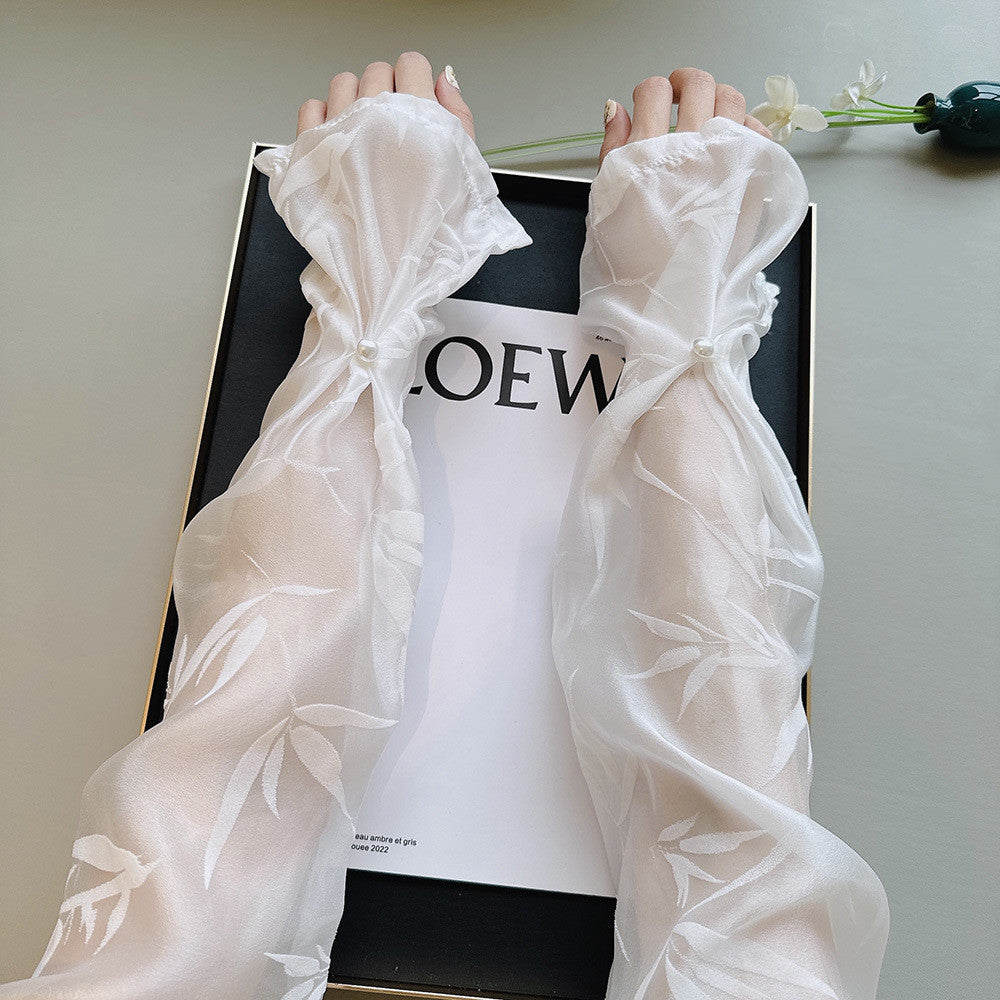 Pearl white color beautiful sleeves image 2
