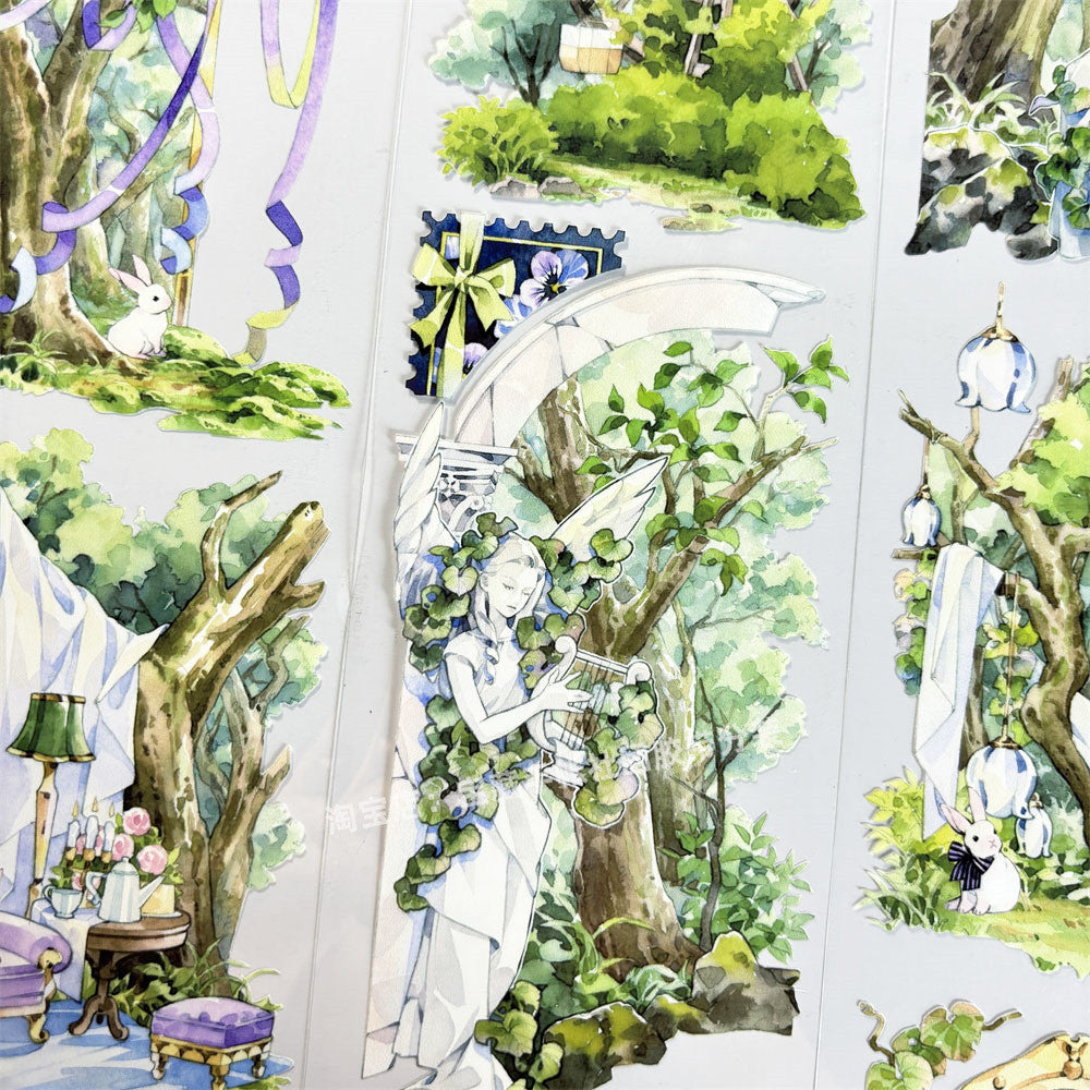 Misty Rabbit Forest Ancient Style PET Tape 7 cm 150 cm image 4