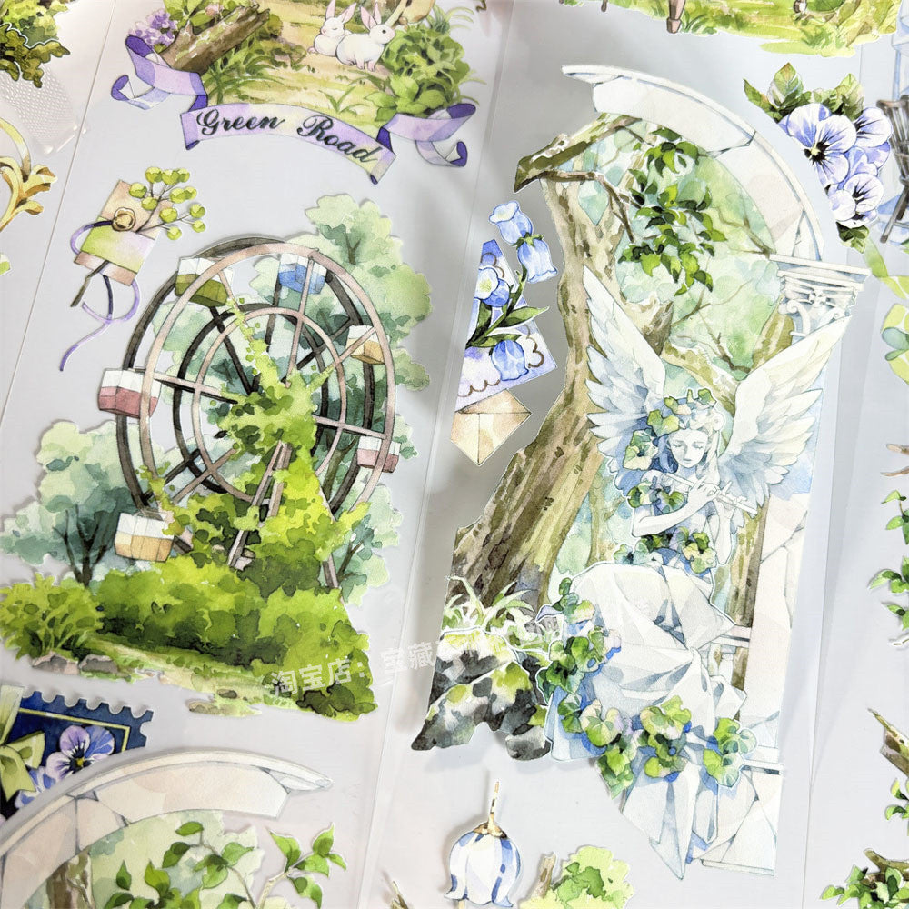 Misty Rabbit Forest Ancient Style PET Tape 7 cm 150 cm image 0