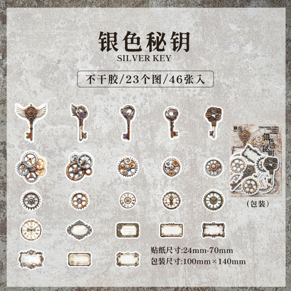 Steampunk Era Series Paper Sticker Pack 6 Types 46 Pcs image 7