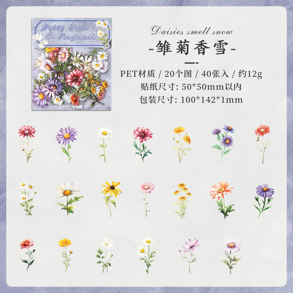 Dream series plants PET sticker pack 8 types 40 pcs