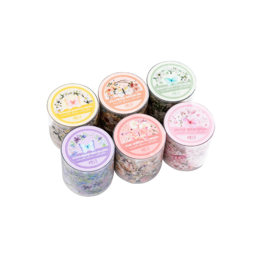 Romantic flower collection series Retro PET tape 6 types 4 cm 2 m image 5