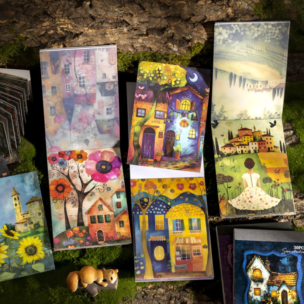 Weird House Series Theme Landscape Background Sticker Book 30 Sheets 6 Options image 0