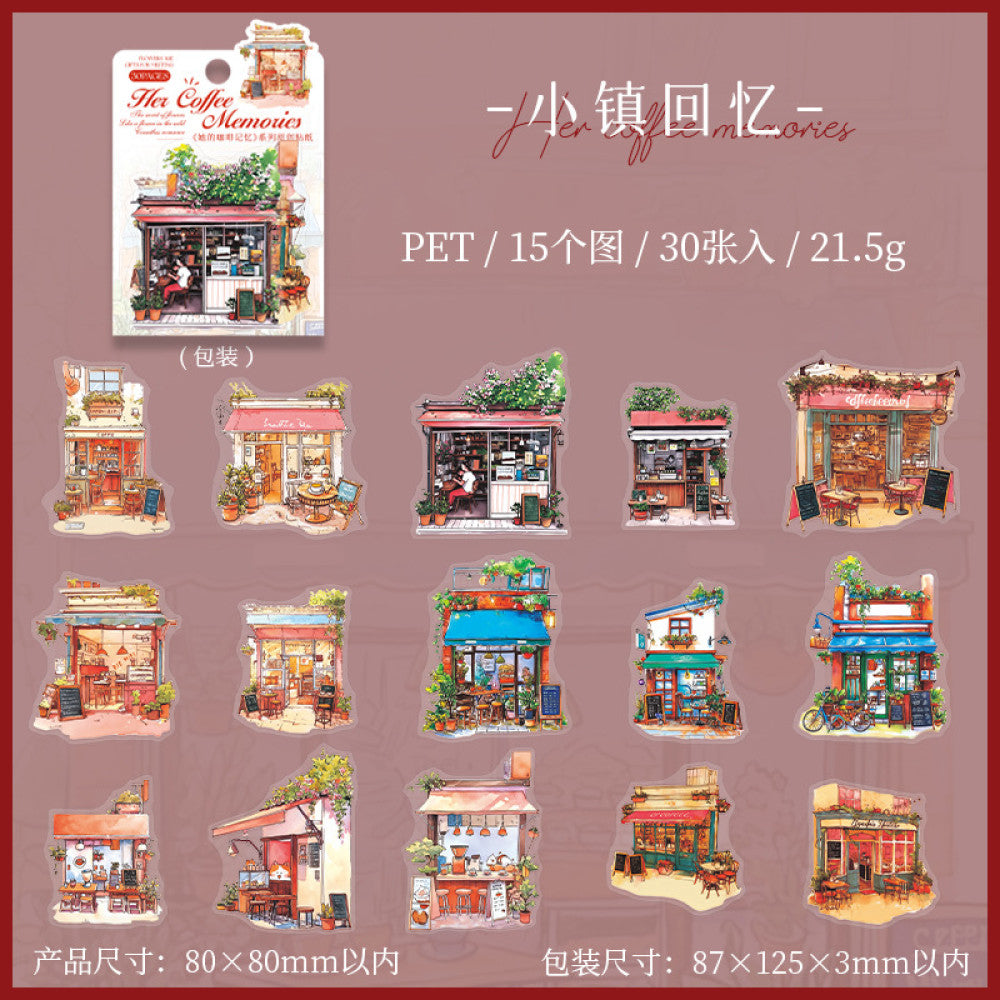 Coffee Memory Series PET Stickers  15 Pcs 4 Types