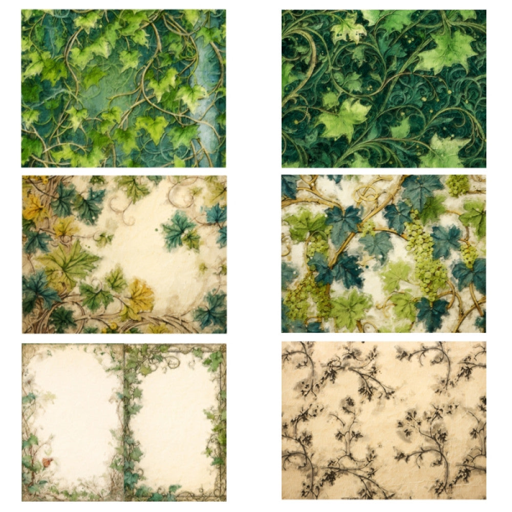 Retro forest green plant vine material paper 14 cm 18 cm 12 Sheets image 3