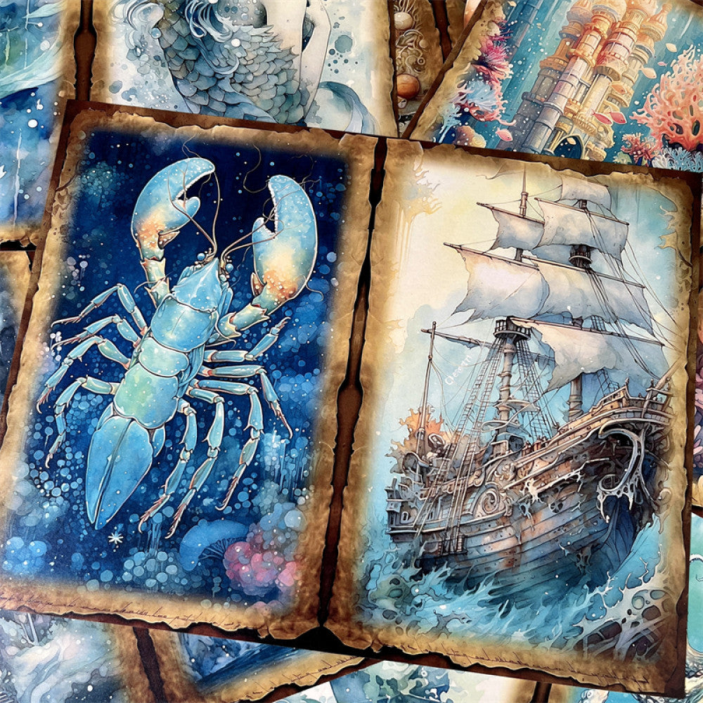 Deep sea mermaid lobster nautical notebook background paper 14 cm 18 cm 12 sheets image 0