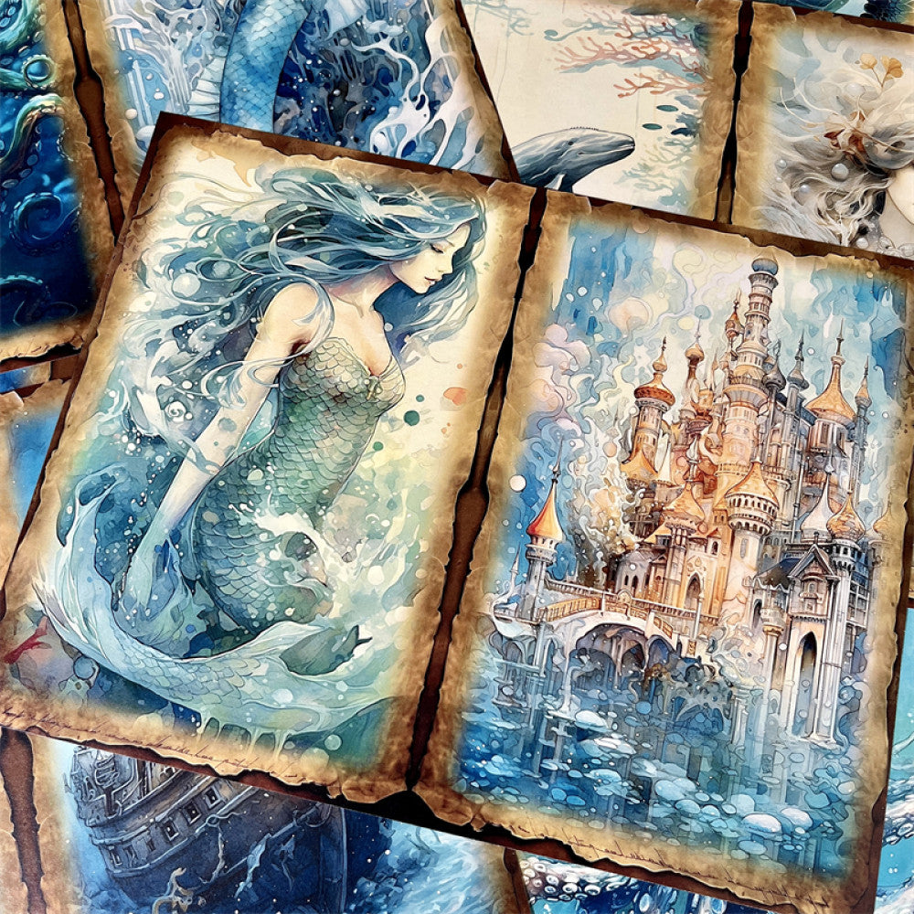 Deep sea mermaid lobster nautical notebook background paper 14 cm 18 cm 12 sheets image 1
