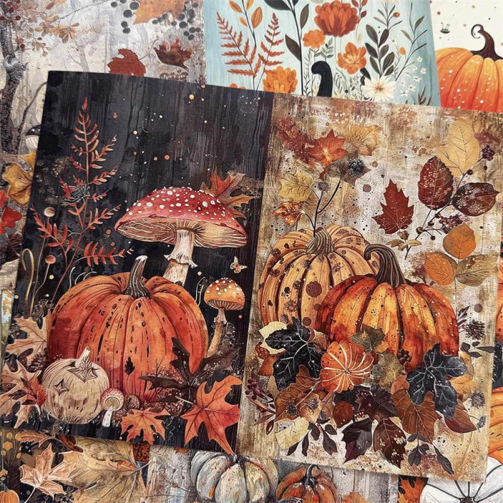 Halloween pumpkin mushroom plant flower background paper 10 sheets image 0