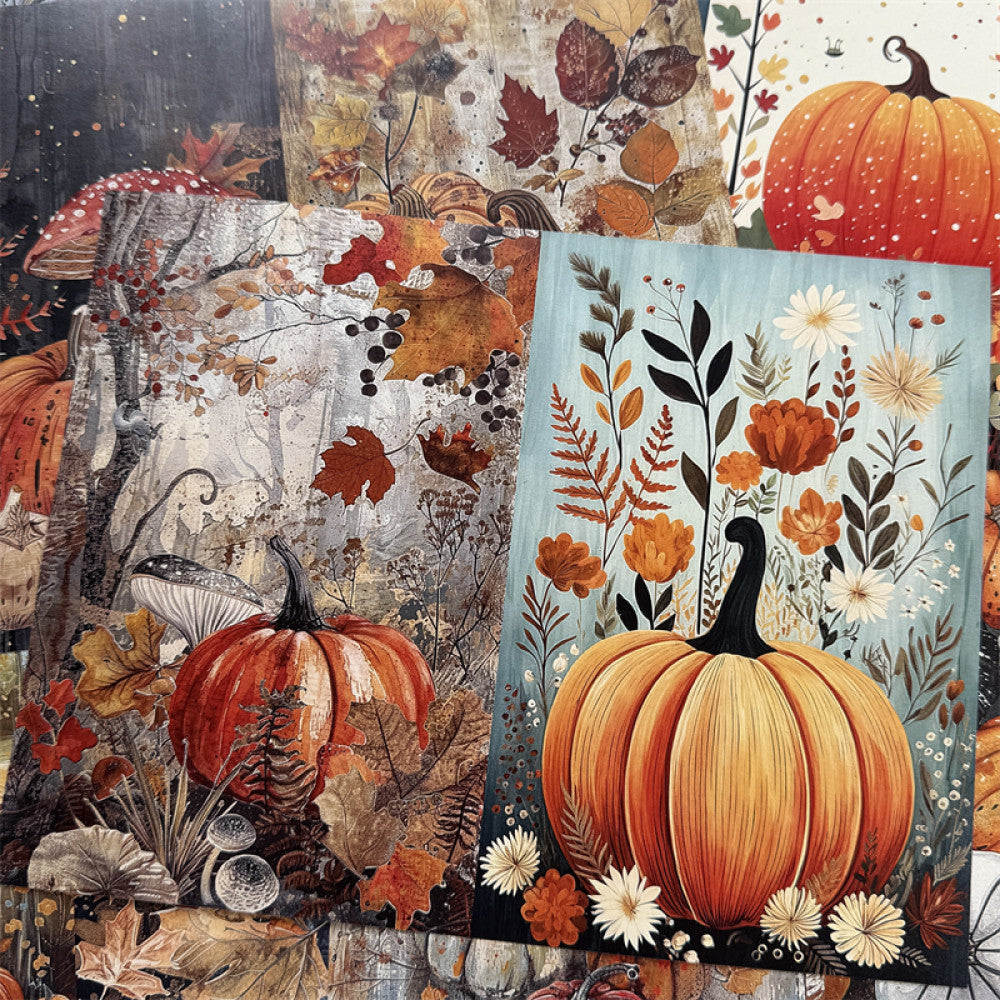 Halloween pumpkin mushroom plant flower background paper 10 sheets image 1