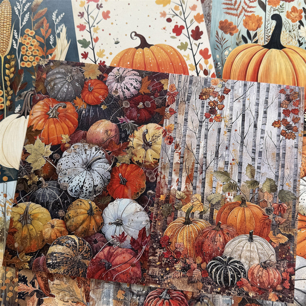 Halloween pumpkin mushroom plant flower background paper 10 sheets image 3