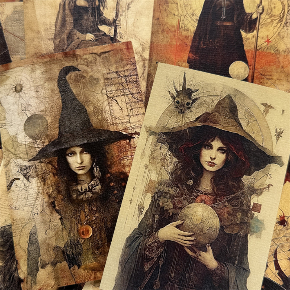 Dark gothic magic long hat witch background paper 9 cm 14 cm 16 Sheets image 1