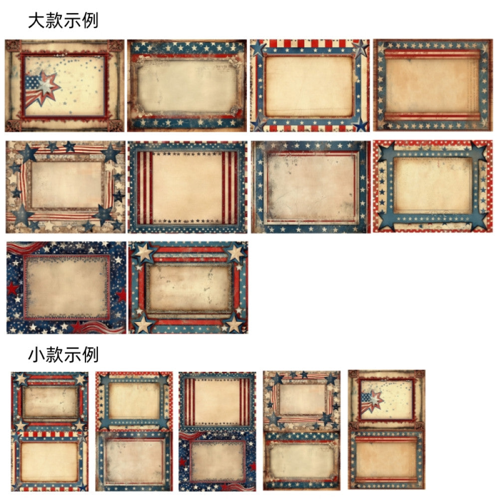 Star red and blue American border background paper 14 cm 18 cm 10 sheets image 4