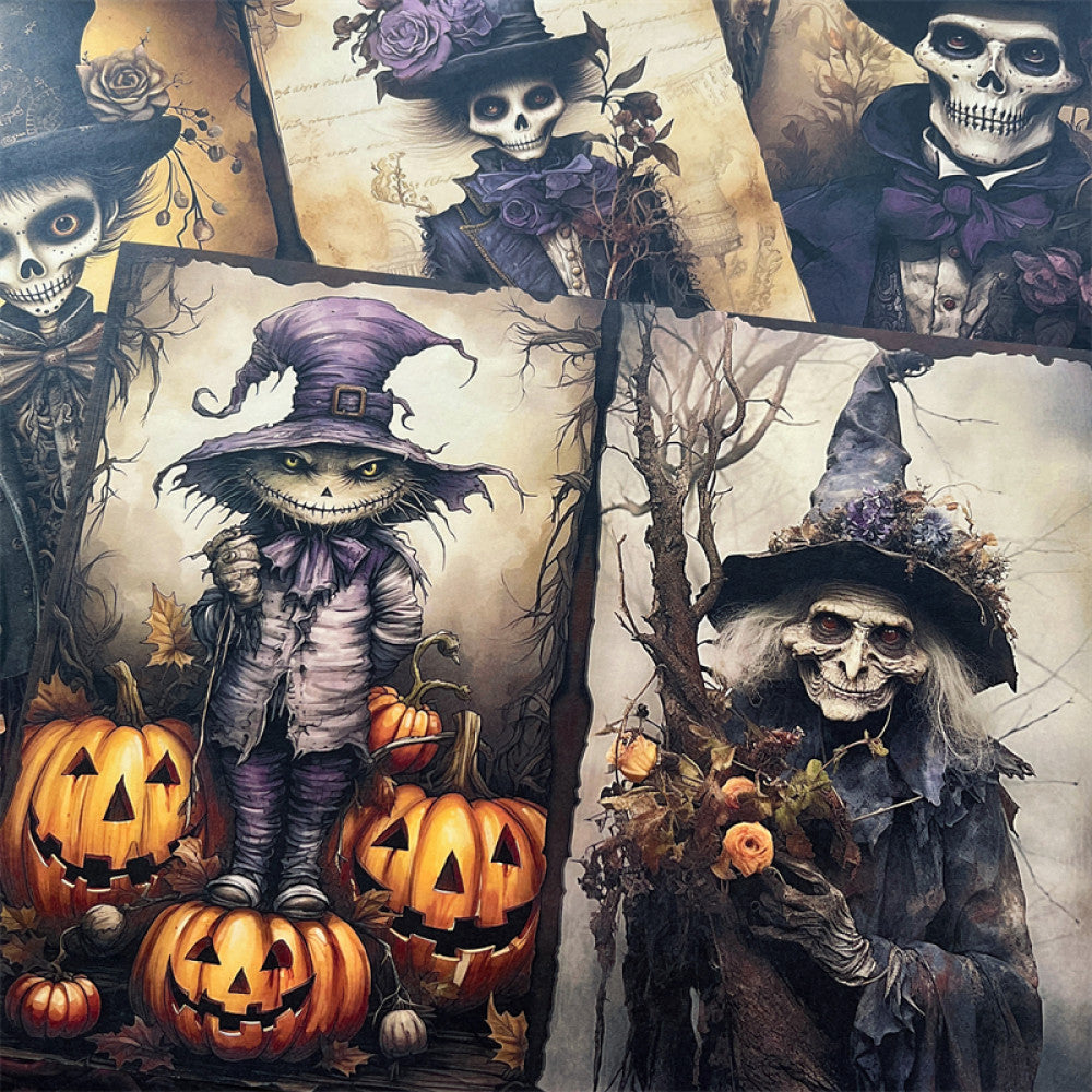 Retro dark halloween witch skull background 14 cm 18 cm 10 sheets image 0