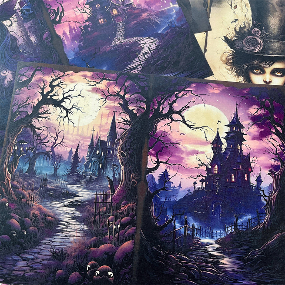 Retro dark halloween witch skull background 14 cm 18 cm 10 sheets image 2