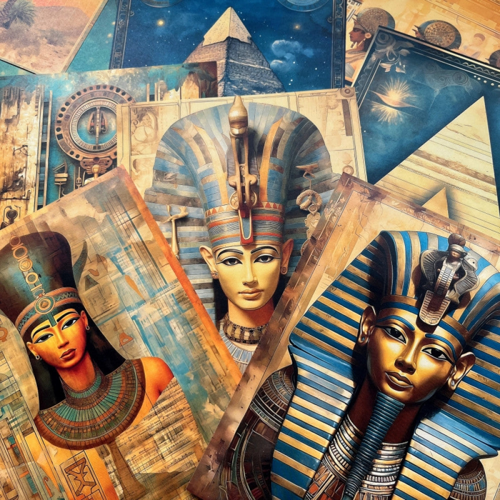 Vintage Egyptian Pyramid Material Paper 12 cm 8 cm 28 Sheets image 0