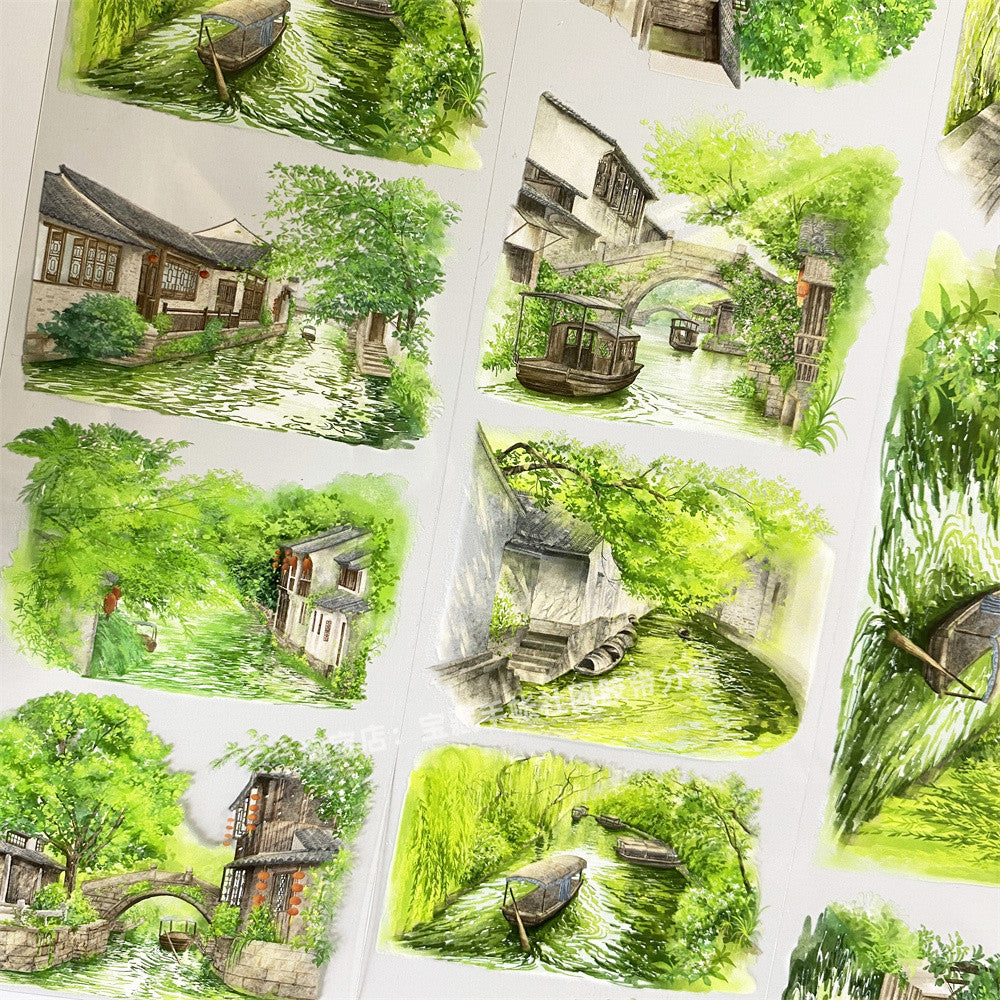 Nature Scenery Ancient Style PET Tape 8 cm 100 cm image 1