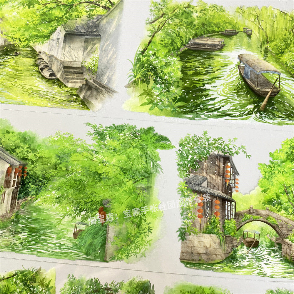 Nature Scenery Ancient Style PET Tape 8 cm 100 cm image 2