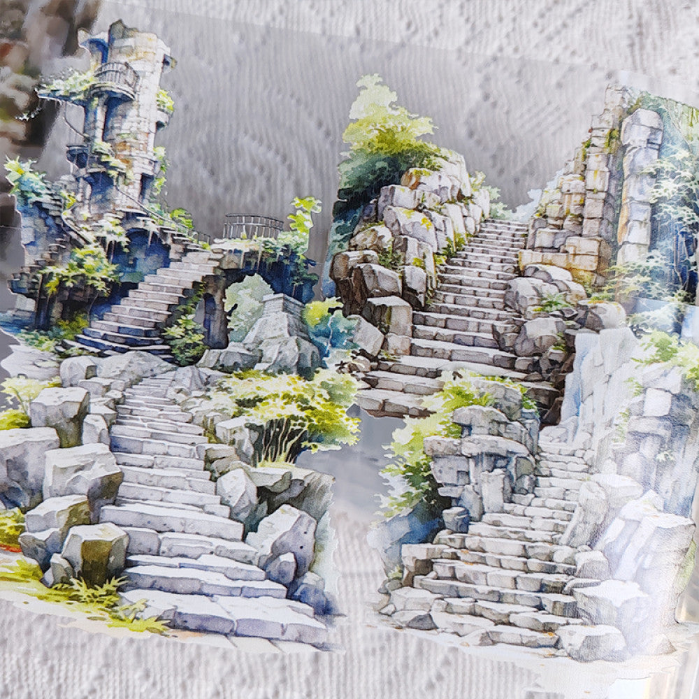 Cute homemade stone steps ruins series PET tape 4 Styles 9 cm 100 cm image 0