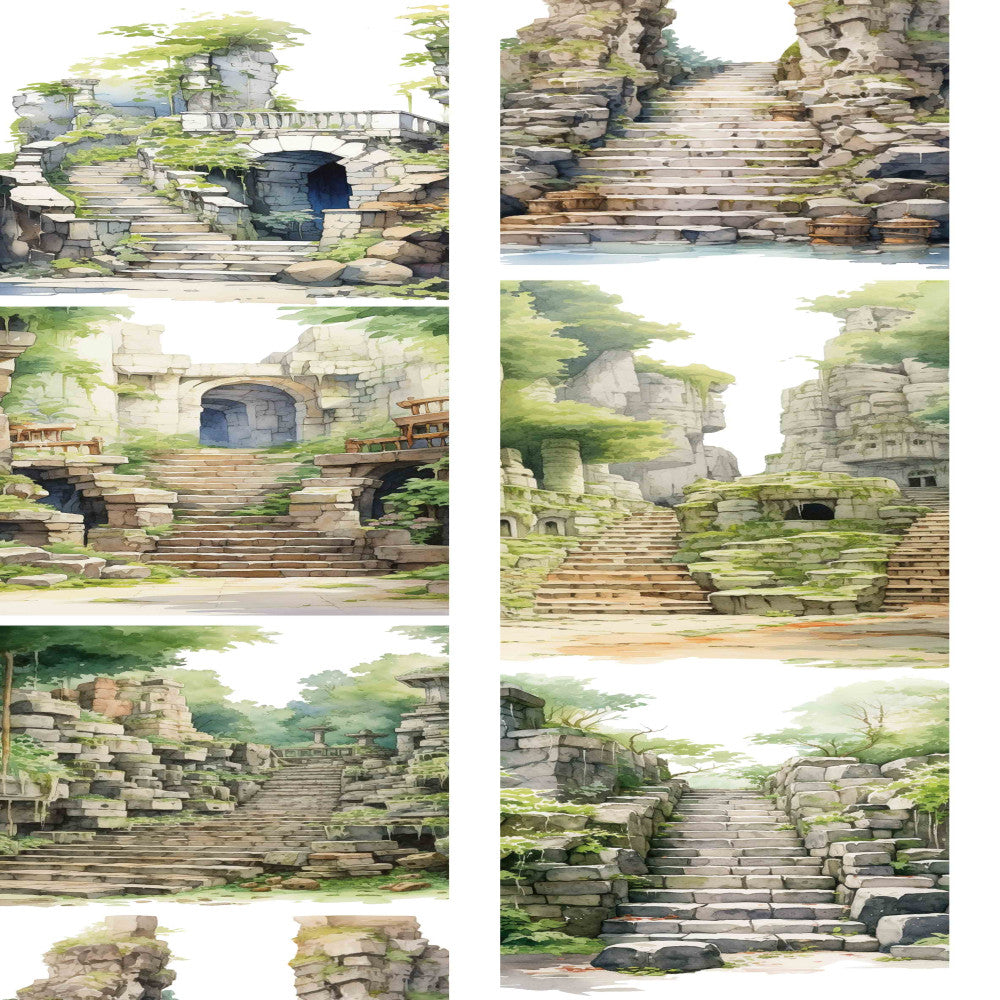 Cute homemade stone steps ruins series PET tape 4 Styles 9 cm 100 cm image 10