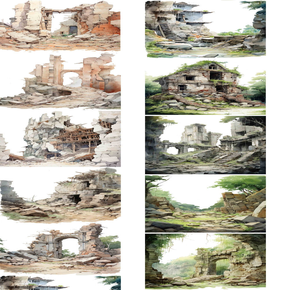 Cute homemade stone steps ruins series PET tape 4 Styles 9 cm / 100 cm
