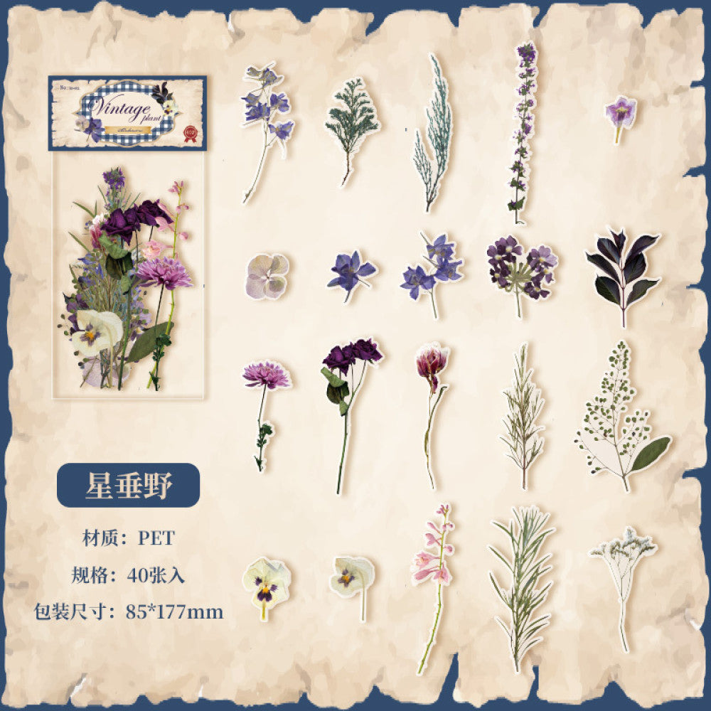 Plant series PET sticker pack 4 types 20 pcs