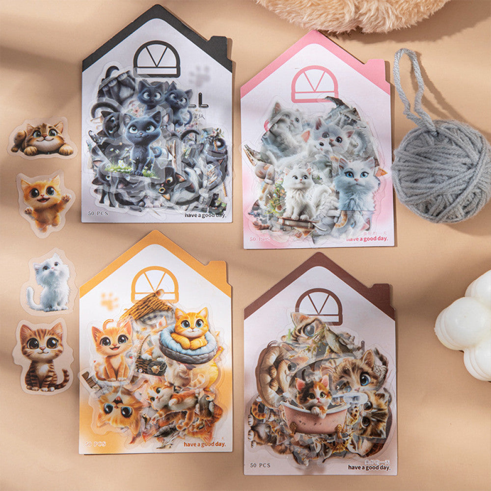 Meow Meow doll series PET sticker pack 4 types 50 pcs image 0