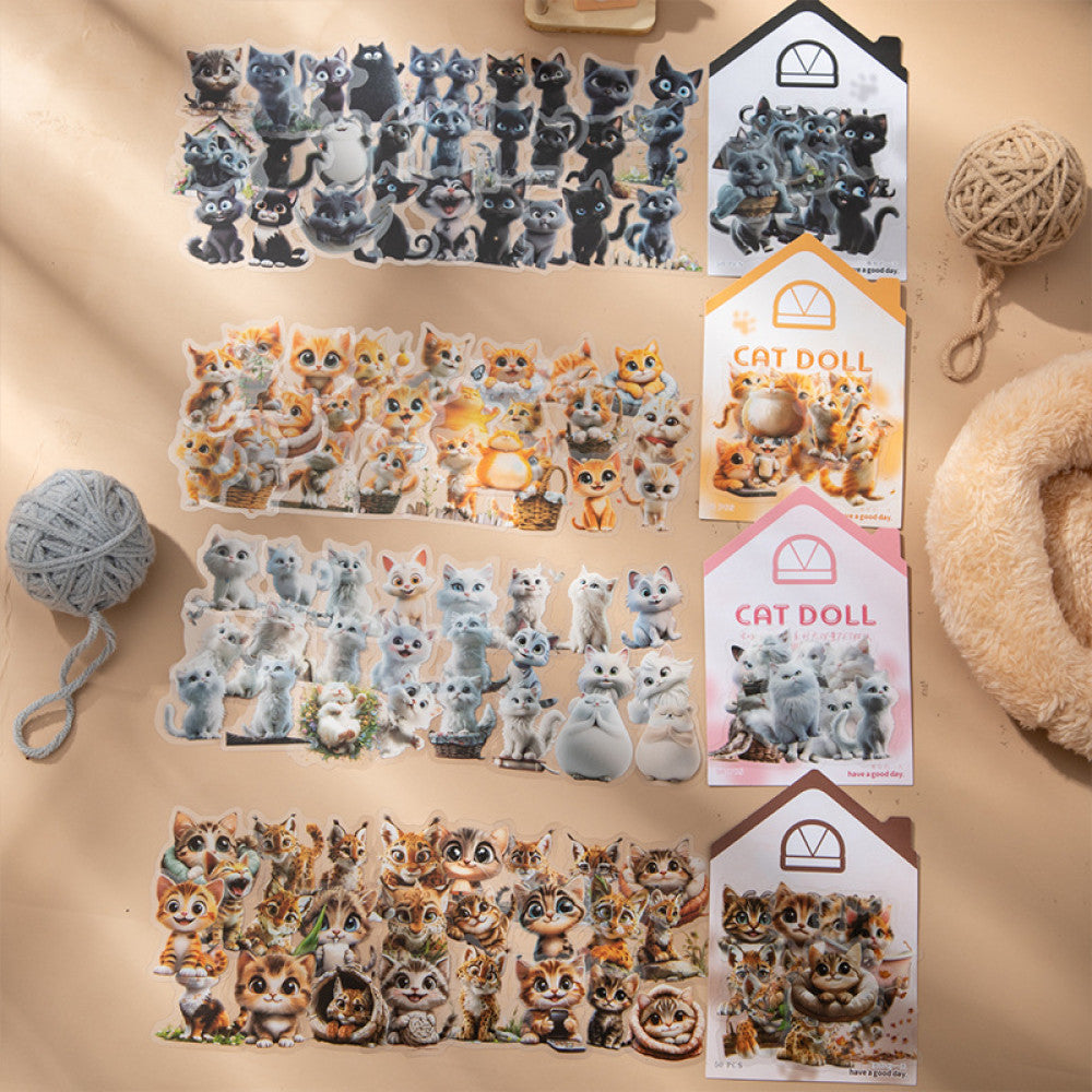 Meow Meow doll series PET sticker pack 4 types 50 pcs image 2