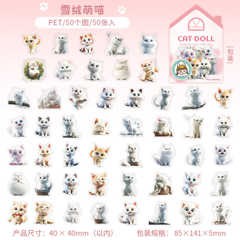 Meow Meow doll series PET sticker pack 4 types 50 pcs