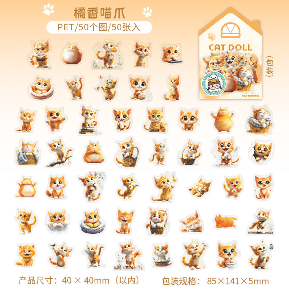 Meow Meow doll series PET sticker pack 4 types 50 pcs