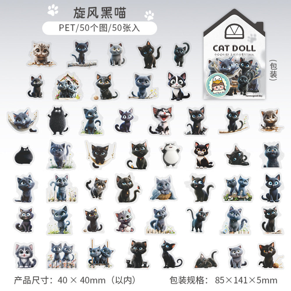 Meow Meow doll series PET sticker pack 4 types 50 pcs image 7