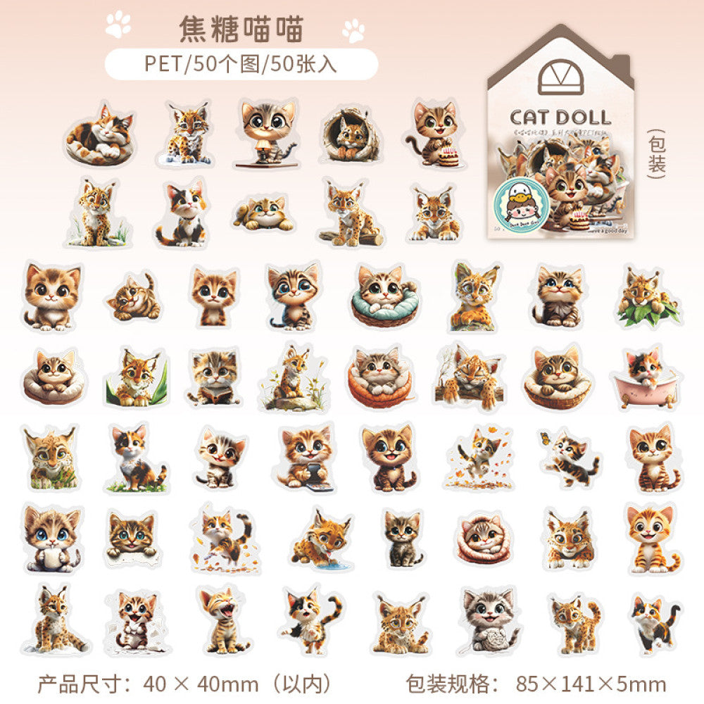 Meow Meow doll series PET sticker pack 4 types 50 pcs