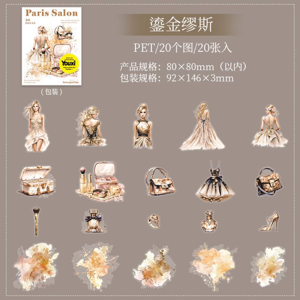 Paris salon series fashion theme PET stickers 6 types 20 pcs image 6