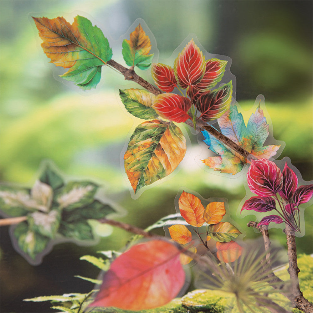 Leaf Wind Letter Series Plant Material PET Stickers 6 Types 15 Pcs image 1
