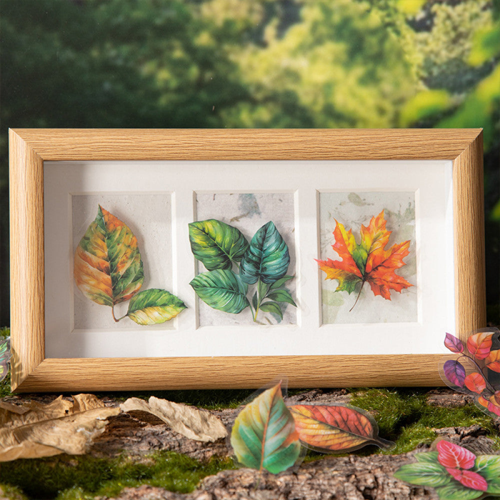 Leaf Wind Letter Series Plant Material PET Stickers 6 Types 15 Pcs image 3