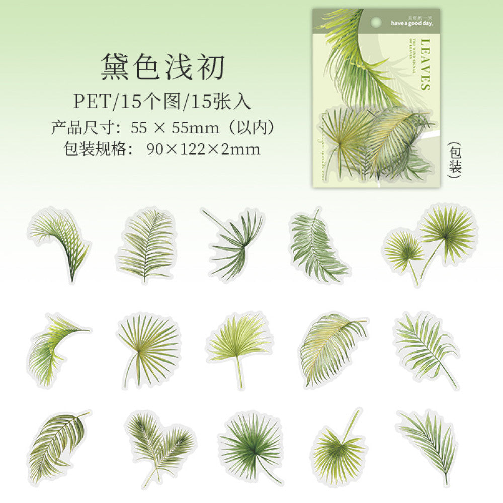 Leaf Wind Letter Series Plant Material PET Stickers 6 Types 15 Pcs image 10