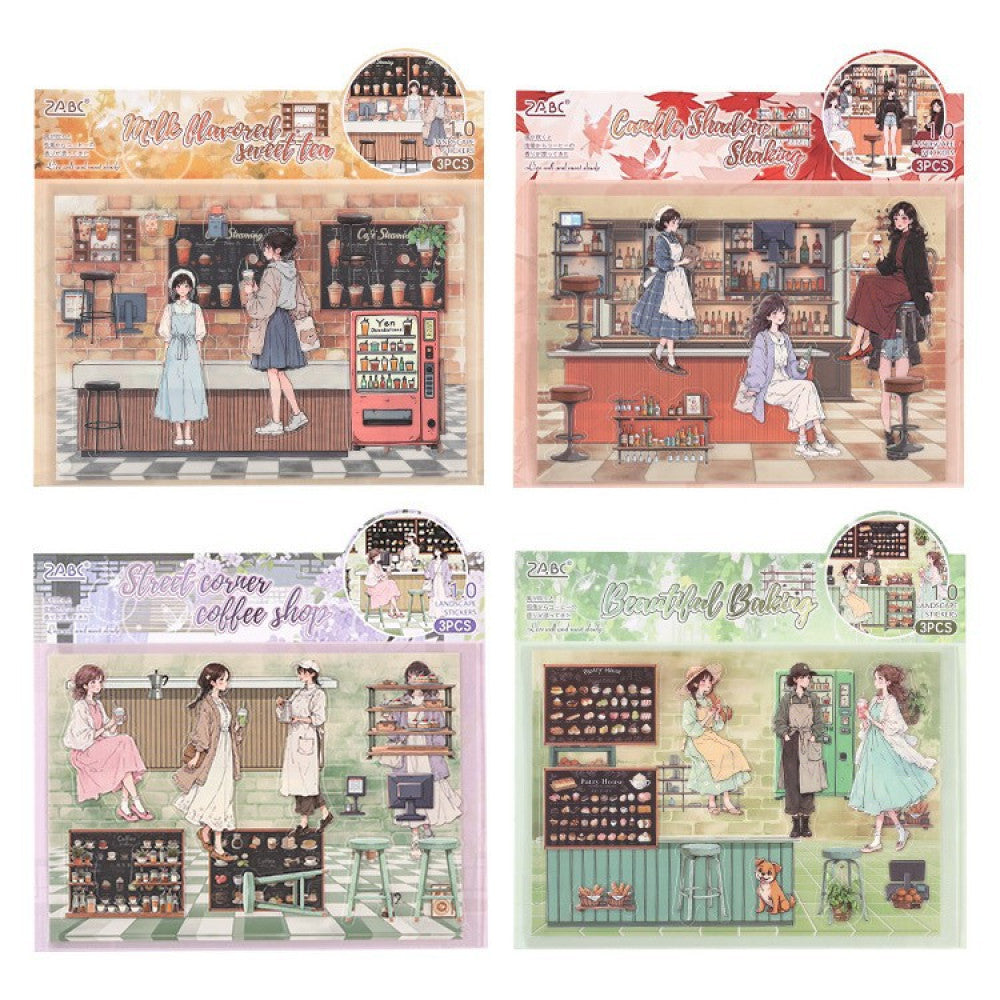 Afternoon Glow Series PET Stickers Pack 4 types 3 Sheets image 4