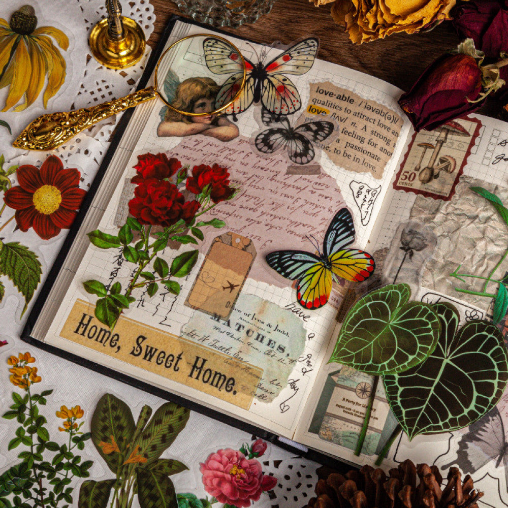 Flower plant combination series retro PET stickers 6 styles 30 pcs image 1