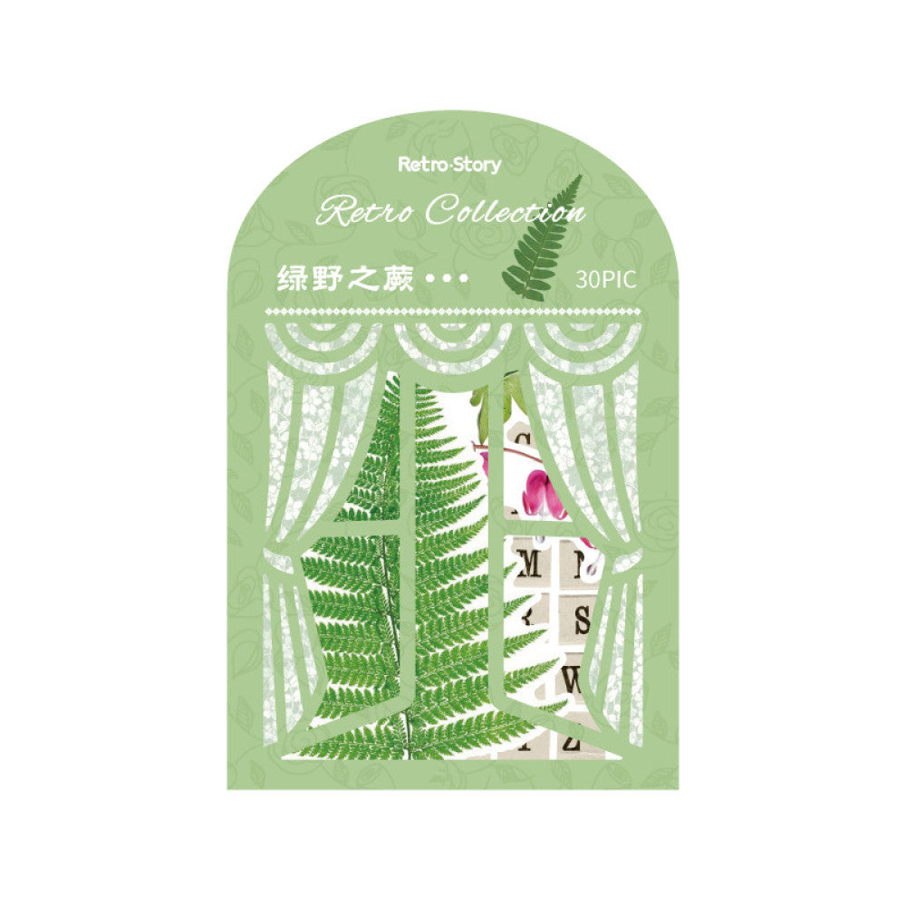 Flower plant combination series retro PET stickers 6 styles 30 pcs image 4