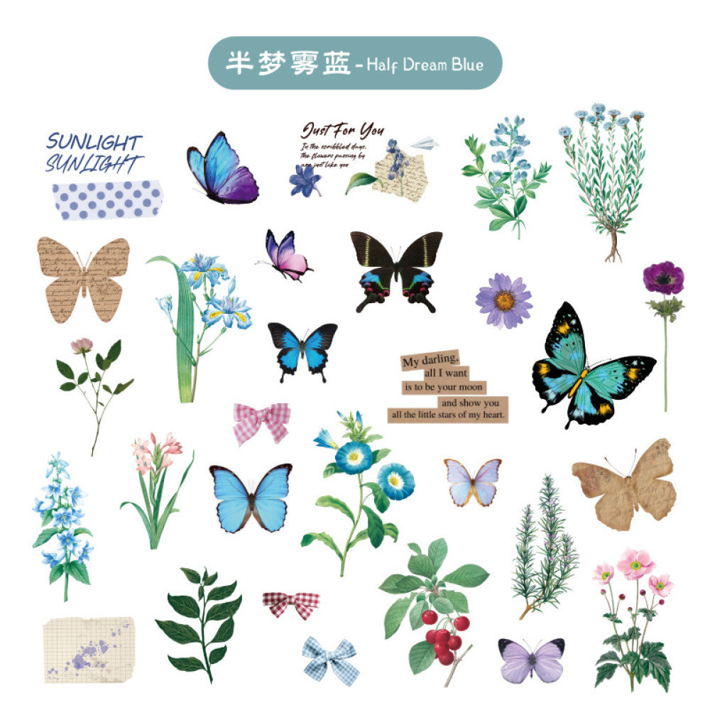 Flower plant combination series retro PET stickers 6 styles 30 pcs image 5