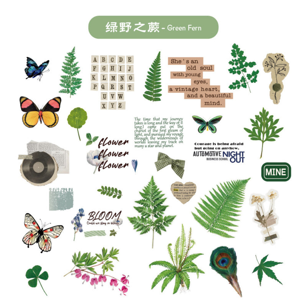 Flower plant combination series retro PET stickers 6 styles 30 pcs