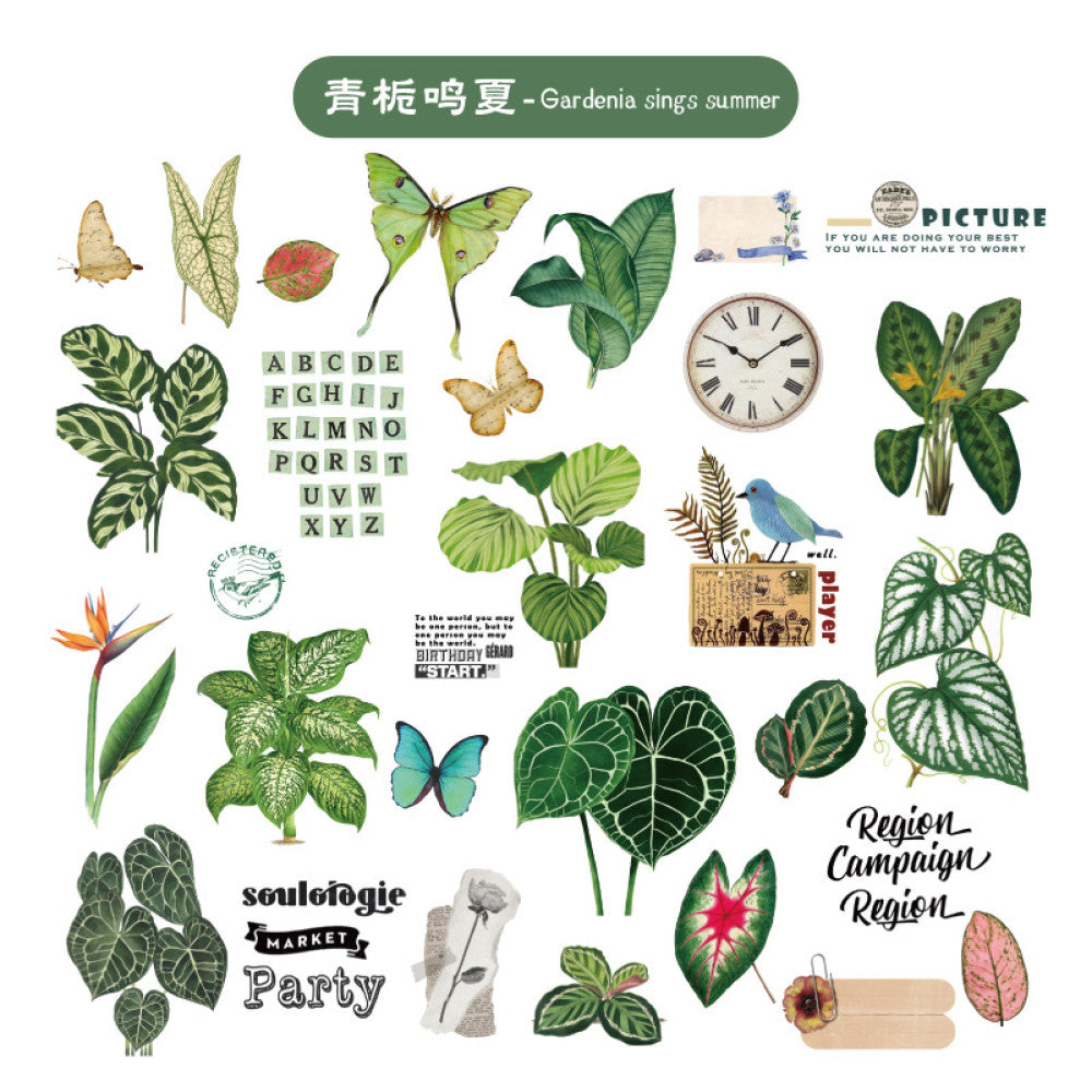 Flower plant combination series retro PET stickers 6 styles 30 pcs